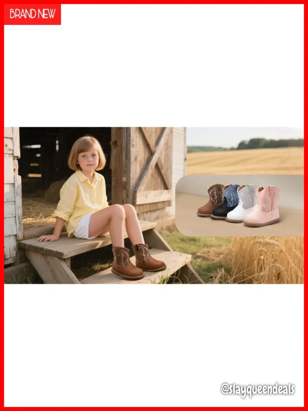 Faux Leather Cowboy Western Boots for Infants – No-Heel, Side Zipper, Calf High